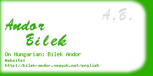 andor bilek business card